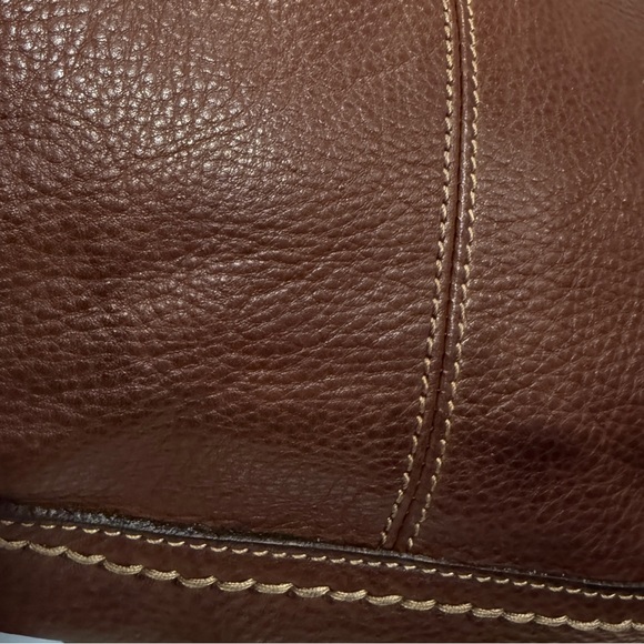 FOSSIL Chocolate Brown Pebbled Leather Mini Hobo Shoulder Bag Boho - Picture 4 of 15